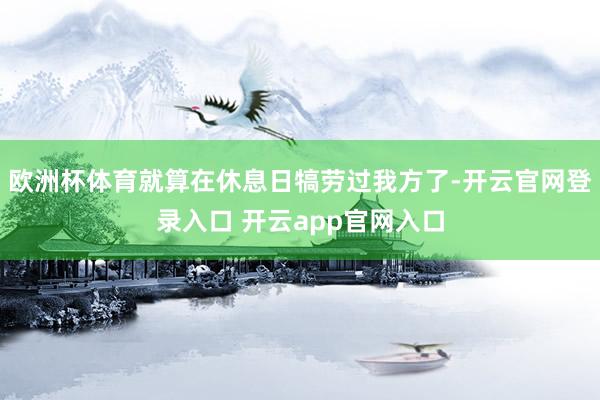 欧洲杯体育就算在休息日犒劳过我方了-开云官网登录入口 开云app官网入口