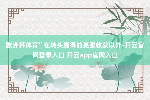 欧洲杯体育” 在转头赢得的亮眼收获以外-开云官网登录入口 开云app官网入口