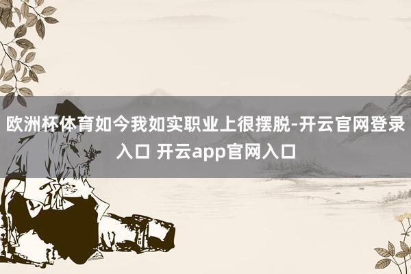 欧洲杯体育如今我如实职业上很摆脱-开云官网登录入口 开云app官网入口