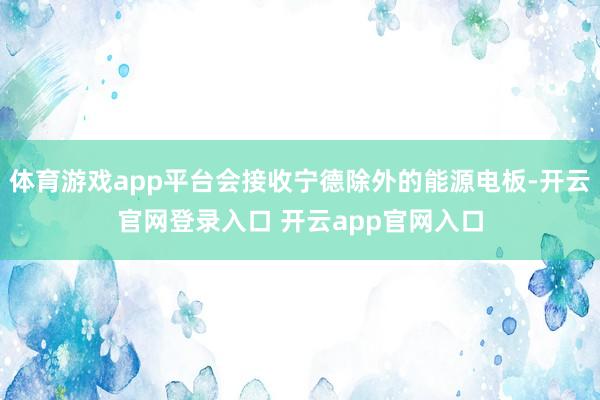 体育游戏app平台会接收宁德除外的能源电板-开云官网登录入口 开云app官网入口