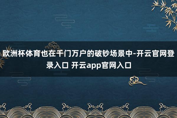 欧洲杯体育也在千门万户的破钞场景中-开云官网登录入口 开云app官网入口