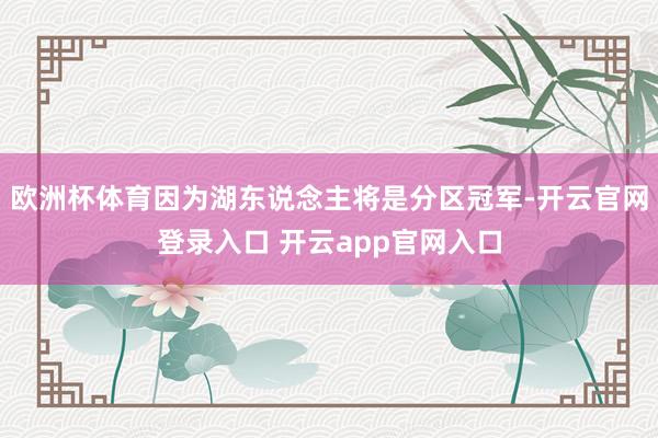 欧洲杯体育因为湖东说念主将是分区冠军-开云官网登录入口 开云app官网入口