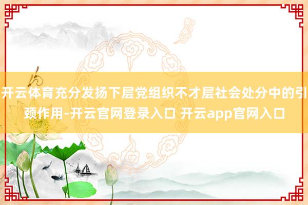 开云体育充分发扬下层党组织不才层社会处分中的引颈作用-开云官网登录入口 开云app官网入口